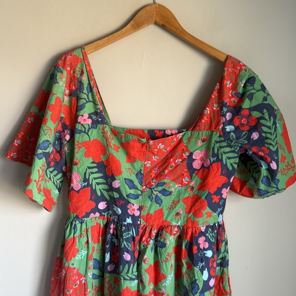 Carolina K Juvia Jumpsuit In Red Green Floral Tropical Large - Picture 9 of 13